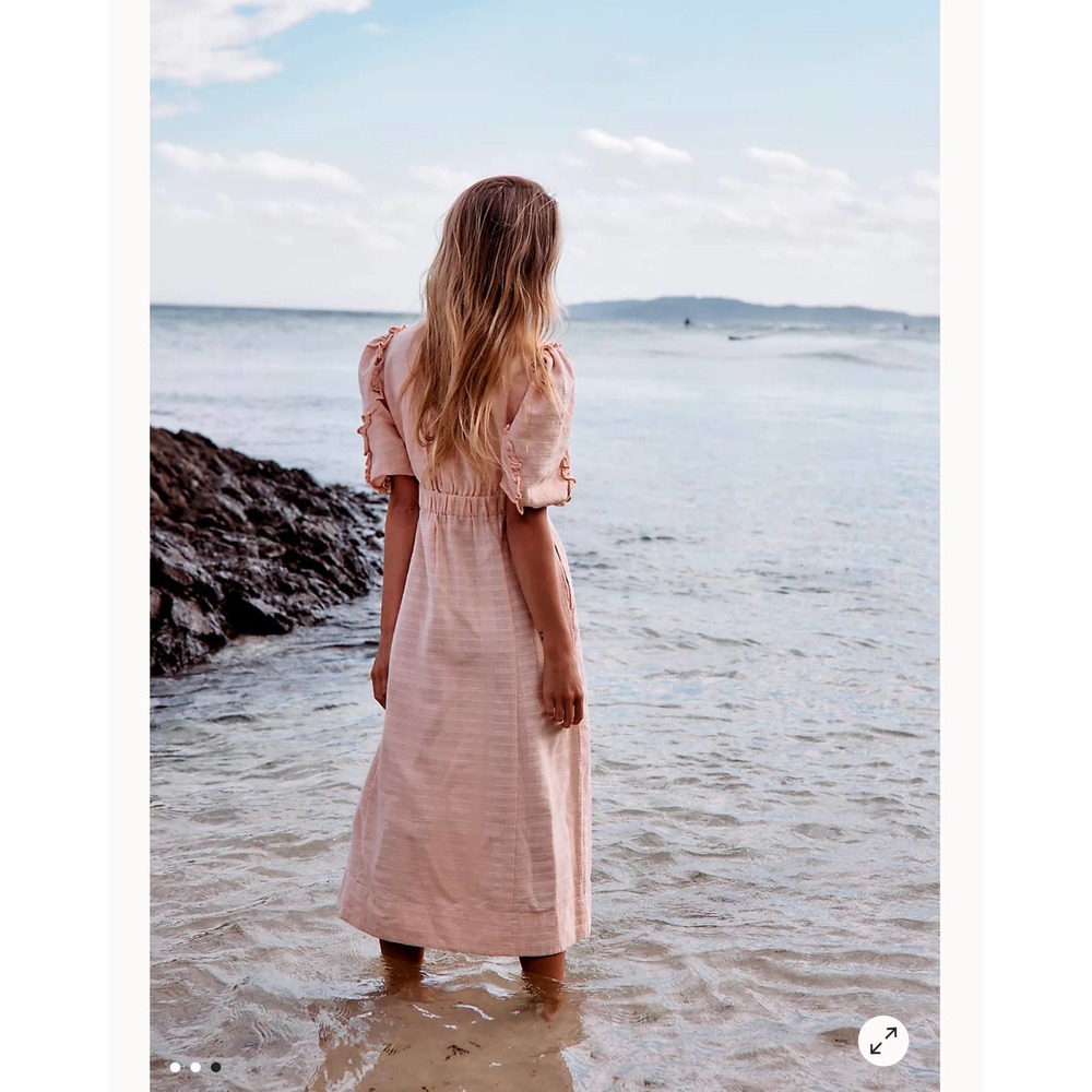 Free People Slow Pace Midi Size Medium Brand New Peach‎ Pink Salmon - Picture 3 of 12